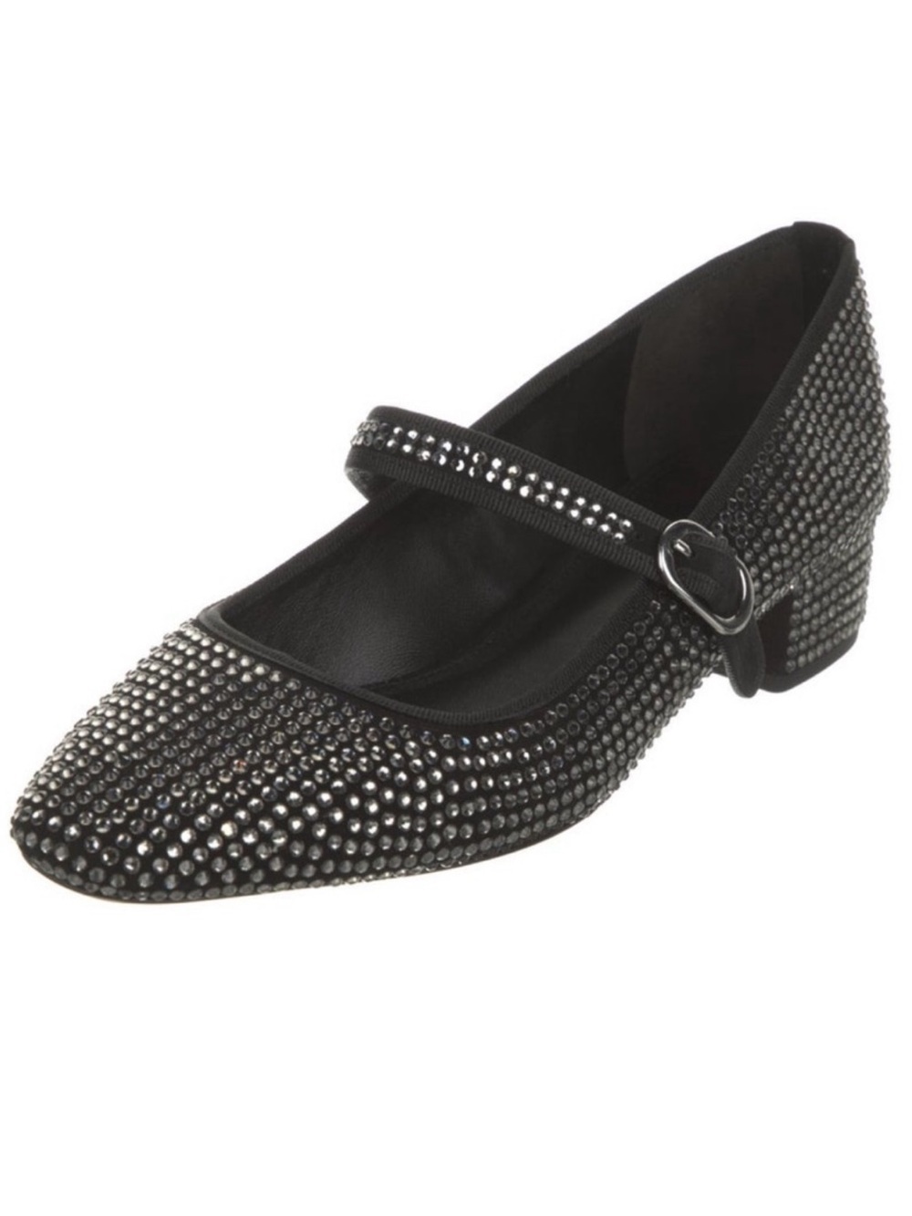 Veronica Beard Cade Mary Jane Pump Black Crystal-Embellished Ballet Flats Sz 7.5